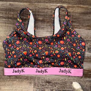 JadyK Pink Floral Printed Sports Bra Bralette Size Small/Medium